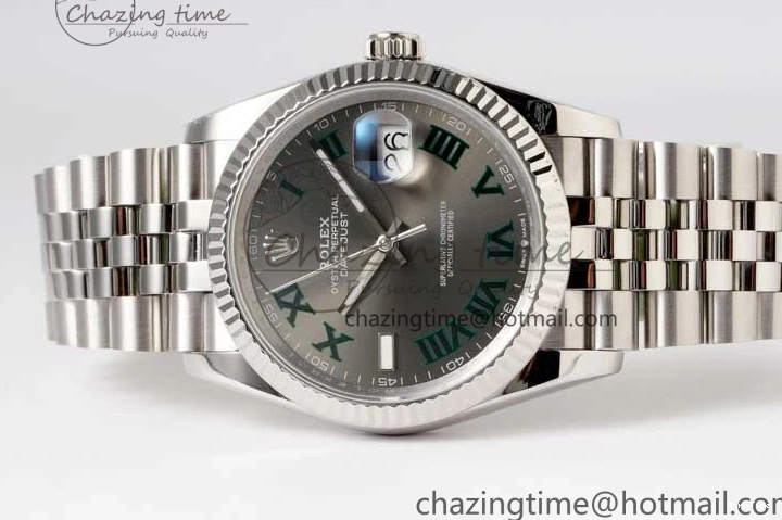 MiroTime 0425 DateJust 36mm SS DIWF 1:1 Best Edition 904L Steel Gray Dial Green Markers on Jubilee Bracelet SA Upgraded 2312